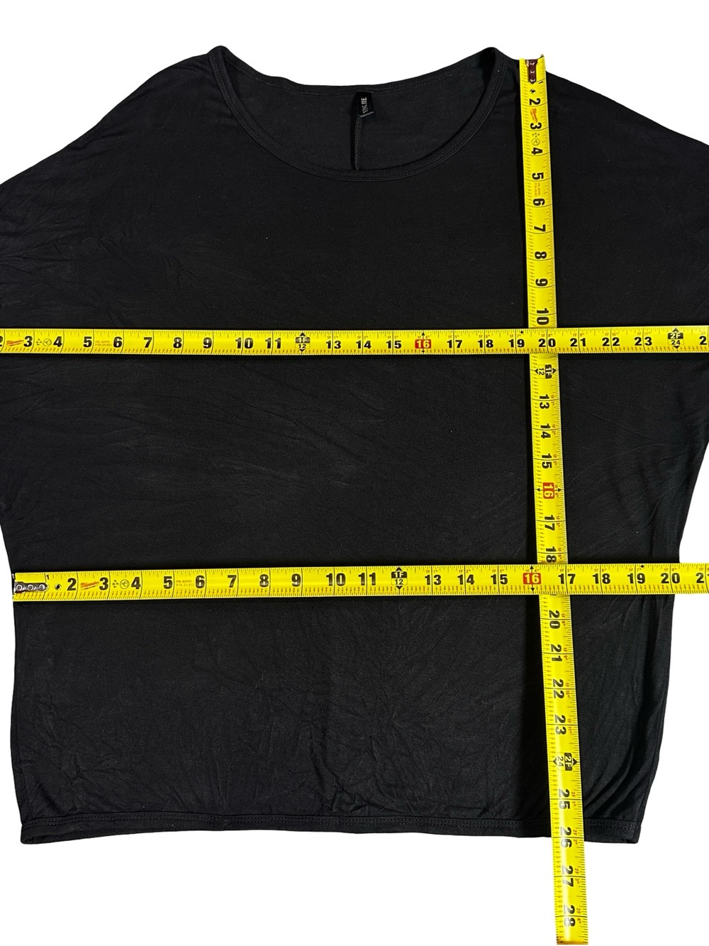 Ying Jie Black Dolman Sleeve Waist-Tapered Stretch Knit Top Size L - Picture 5 of 5